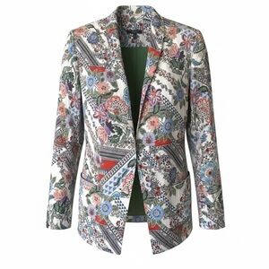 DREW Floral Print Blazer Women’s Size M Made in USA Lightweight Jacket